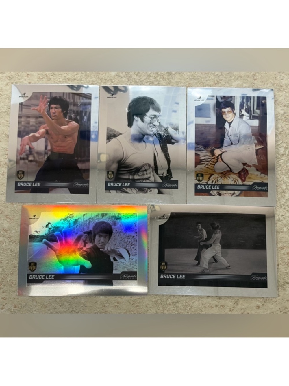 Bruce Lee Dragon 2024 Silver Chrome Refractor MMA Movie Cards Worth $50